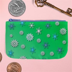 Snowflakes-winter-christmas-overlay Large Coin Purse by Amaryn4rt