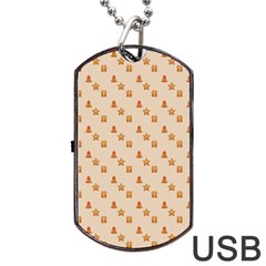 Christmas-wrapping-paper Dog Tag Usb Flash (one Side) by Amaryn4rt