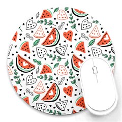 Seamless-vector-pattern-with-watermelons-mint Round Mousepad by Amaryn4rt