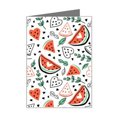 Seamless-vector-pattern-with-watermelons-mint Mini Greeting Card by Amaryn4rt