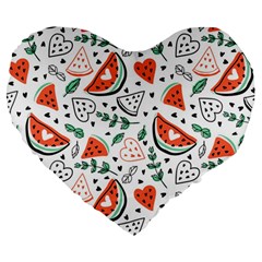 Seamless-vector-pattern-with-watermelons-mint Large 19  Premium Heart Shape Cushions by Amaryn4rt