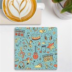 Seamless-pattern-musical-instruments-notes-headphones-player UV Print Square Tile Coaster  Front