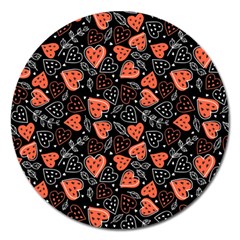 Seamless-vector-pattern-with-watermelons-hearts-mint Magnet 5  (round) by Amaryn4rt