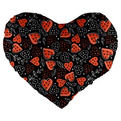 Seamless-vector-pattern-with-watermelons-hearts-mint Large 19  Premium Heart Shape Cushions by Amaryn4rt