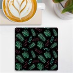 Tropical Leaves Pattern UV Print Square Tile Coaster  Front