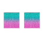 Pink And Turquoise Glitter Cufflinks (Square) Front(Pair)