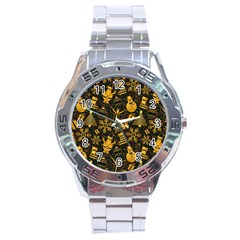 Christmas Background Stainless Steel Analogue Watch by Pakjumat