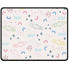 Spaceship Pattern Star Two Sides Fleece Blanket (medium) by Pakjumat