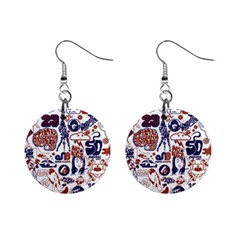 Artistic Psychedelic Doodle Mini Button Earrings by Modalart