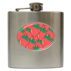 Texture Sweet Strawberry Dessert Food Summer Pattern Hip Flask (6 Oz) by Sarkoni