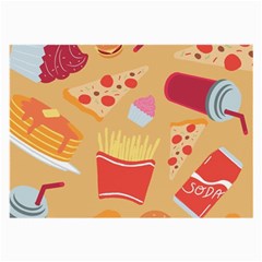 Fast Junk Food  Pizza Burger Cool Soda Pattern Large Glasses Cloth (2 Sides) by Sarkoni