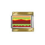 Cake Cute Burger Gold Trim Italian Charm (9mm) Front