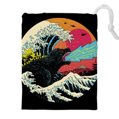 Retro Wave Kaiju Godzilla Japanese Pop Art Style Drawstring Pouch (4xl) by Modalart