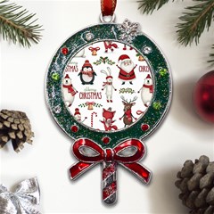 Christmas Characters Pattern Metal X mas Lollipop With Crystal Ornament by Sarkoni