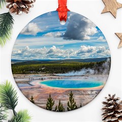 Mountains Trail Forest Yellowstone Round Ornament (two Sides) by Sarkoni