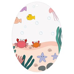 Cartoon Marine Life Marine Drawing Uv Print Acrylic Ornament Oval by Sarkoni