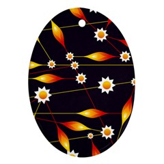 Flower Buds Floral Background Ornament (oval) by Bajindul