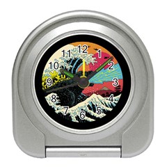 Retro Wave Kaiju Godzilla Japanese Pop Art Style Travel Alarm Clock by Modalart