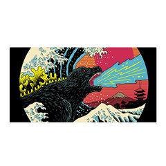 Retro Wave Kaiju Godzilla Japanese Pop Art Style Satin Wrap 35  X 70  by Modalart