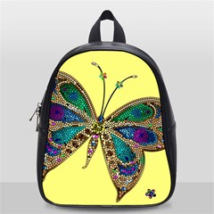 Butterfly Mosaic Yellow Colorful School Bag (small) by Amaryn4rt