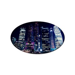Black Building Lighted Under Clear Sky Sticker Oval (100 Pack) by Modalart