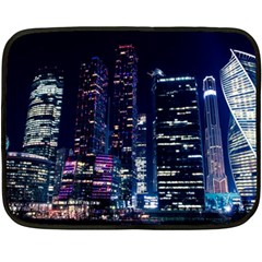 Black Building Lighted Under Clear Sky Two Sides Fleece Blanket (mini) by Modalart