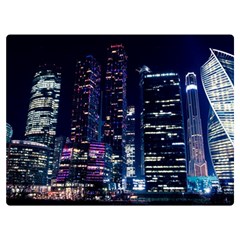 Black Building Lighted Under Clear Sky Two Sides Premium Plush Fleece Blanket (extra Small) by Modalart