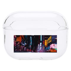 Roadway Surrounded Building During Nighttime Hard Pc Airpods Pro Case by Modalart