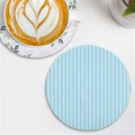 Stripes Striped Turquoise UV Print Round Tile Coaster Front