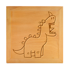 Dinosaur Dragon Drawing Cute Wood Photo Frame Cube by Ndabl3x