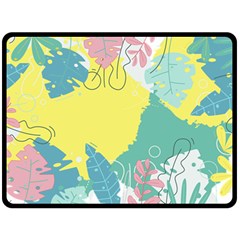 Plants Eaves Border Frame Two Sides Fleece Blanket (large) by Grandong