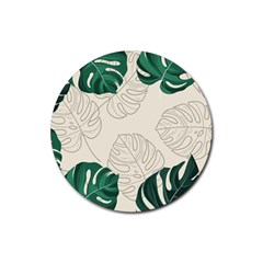 Leaves Monstera Background Rubber Coaster (round) by Grandong