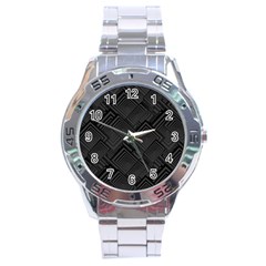 Diagonal Square Black Background Stainless Steel Analogue Watch by Apen