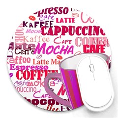 Coffee Cup Lettering Coffee Cup Round Mousepad by Amaryn4rt