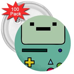 Adventure Time Beemo Bmo Illustration Cartoons 3  Buttons (100 Pack)  by Sarkoni