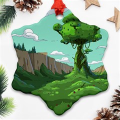 Adventure Time Cartoon Green Color Nature  Sky Snowflake Ornament (two Sides) by Sarkoni