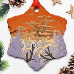 Adventure Time Cartoon Landscape Trees Snowflake Ornament (two Sides) by Sarkoni