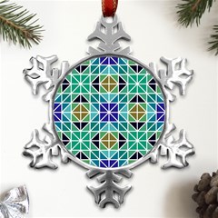 Mosaic Triangle Symmetry Metal Small Snowflake Ornament by Apen