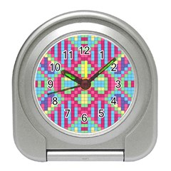 Checkerboard Squares Abstract Texture Pattern Travel Alarm Clock by Apen