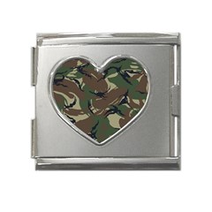 Camouflage Pattern Fabric Mega Link Heart Italian Charm (18mm) by Bedest