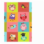 Owls Pattern Abstract Art Desenho Vector Cartoon Small Garden Flag (Two Sides) Front