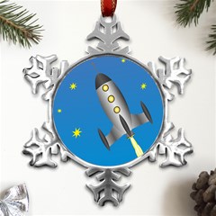 Rocket Spaceship Space Travel Nasa Metal Small Snowflake Ornament by Ravend
