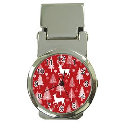 Christmas Tree Deer Pattern Red Money Clip Watches by Ravend