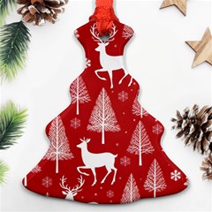 Christmas Tree Deer Pattern Red Ornament (christmas Tree)  by Ravend