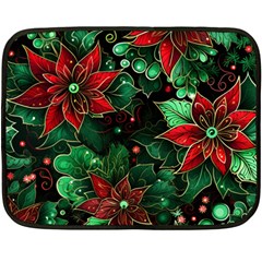 Flower Floral Pattern Christmas Two Sides Fleece Blanket (mini) by Ravend