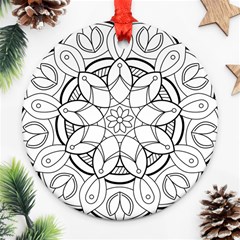 Mandala Drawing Dyes Page Ornament (round) by Ravend