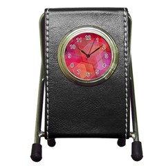 Abstract Background Texture Pattern Pen Holder Desk Clock by Ravend