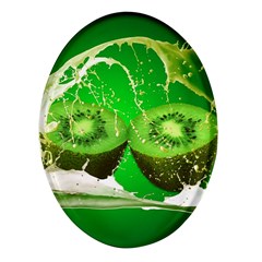 Kiwi Fruit Vitamins Healthy Cut Oval Glass Fridge Magnet (4 Pack) by Amaryn4rt