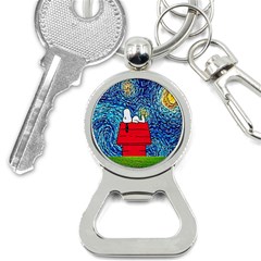 Cartoon Dog Starry Night Van Gogh Parody Bottle Opener Key Chain by Modalart