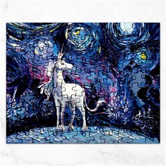 Unicorn Starry Night Print Van Gogh Rectangular Jigsaw Puzzl by Modalart